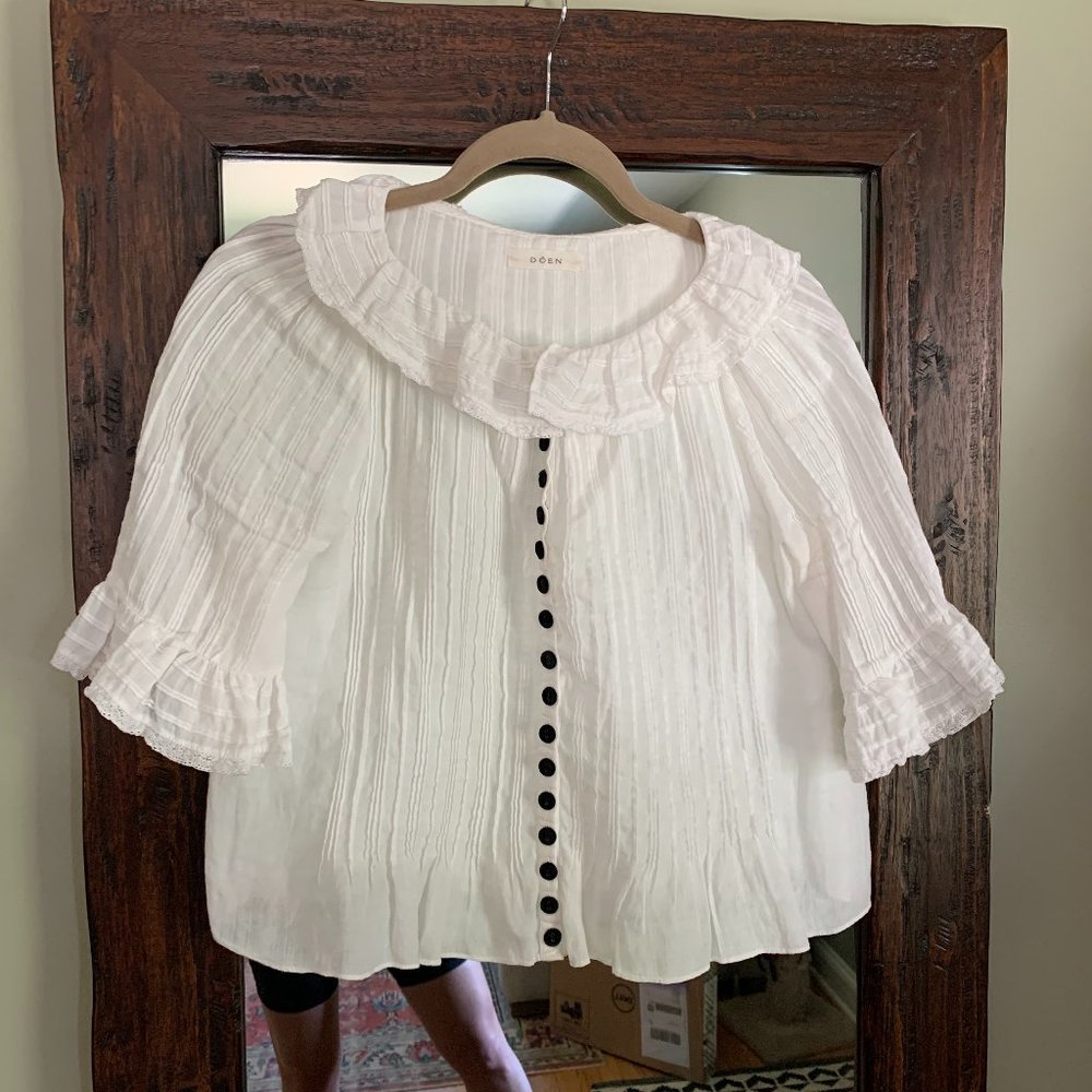 Doen White Cotton Collared Shirt